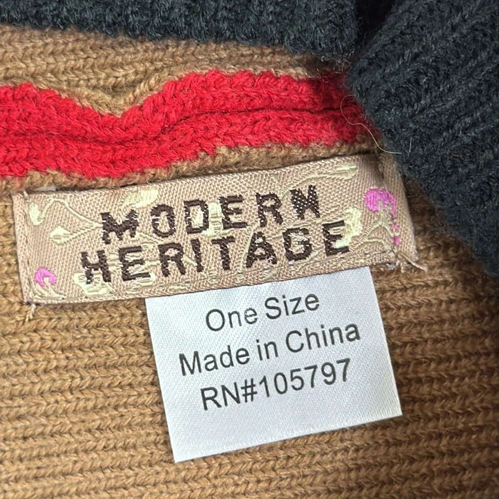 Modern Heritage Christmas Beanie One Size Unisex Kids Red Black‎ Knit Reindeer